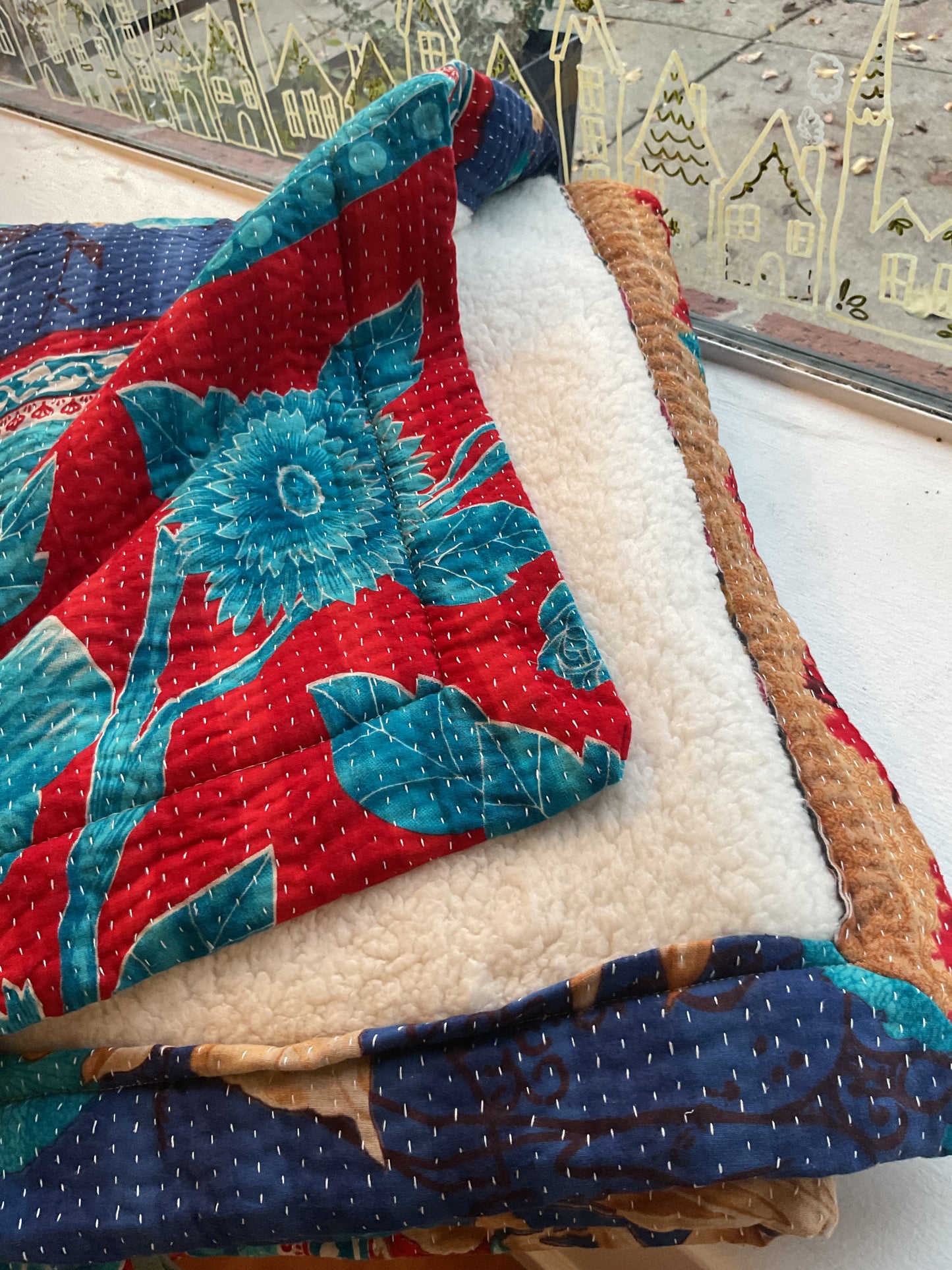 Kantha/Sherpa Throw