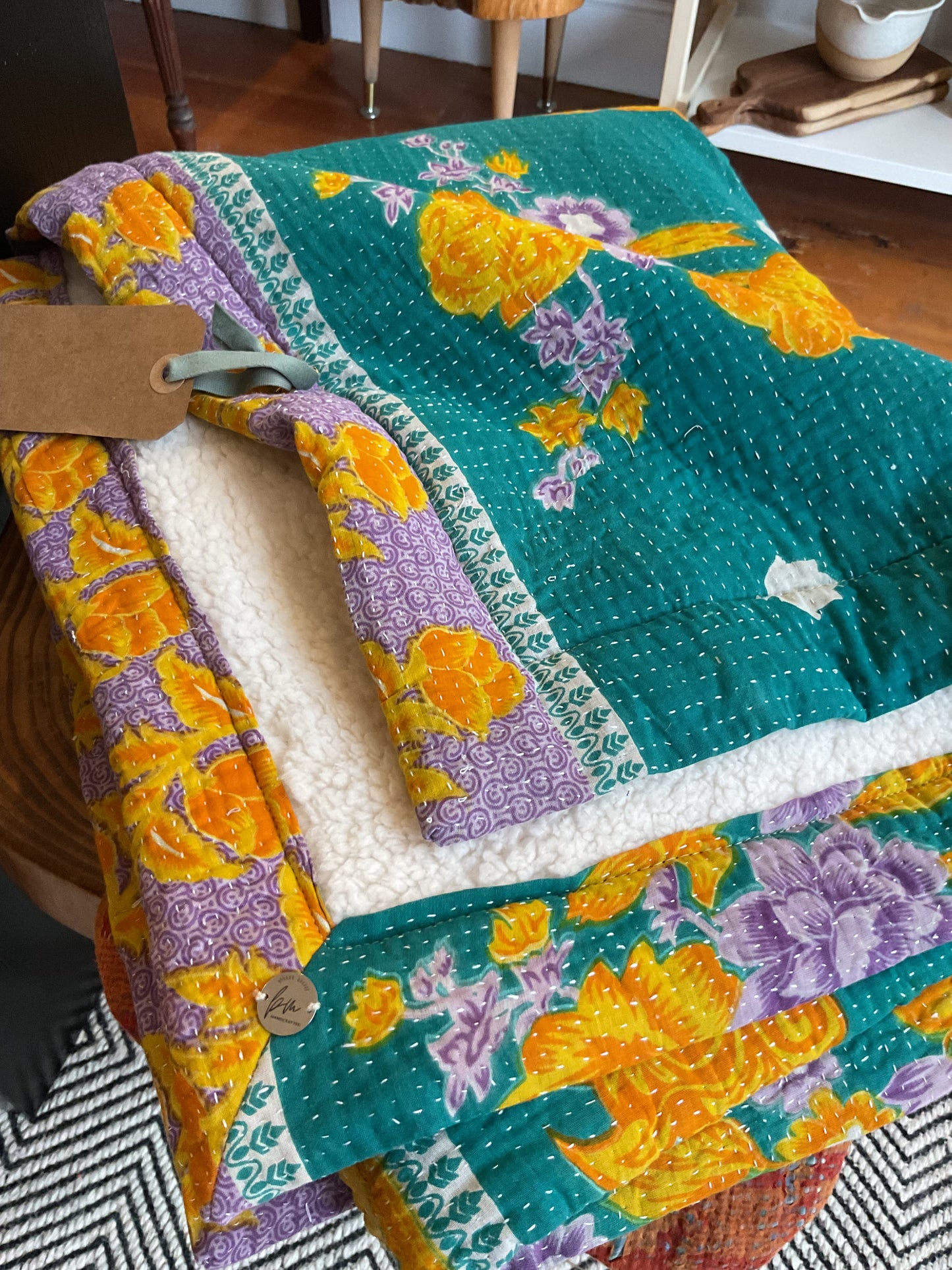 Kantha/Sherpa Throw